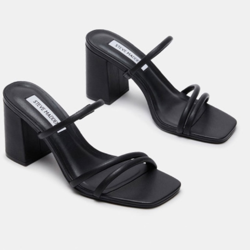 Steve Madden Black Strappy Block Heel Sandals
